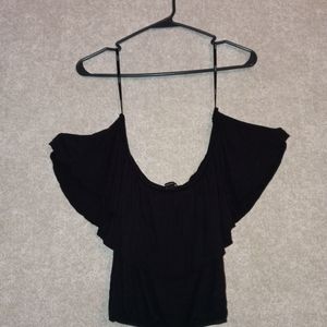 Black F21 Off the Shoulder Crop Top